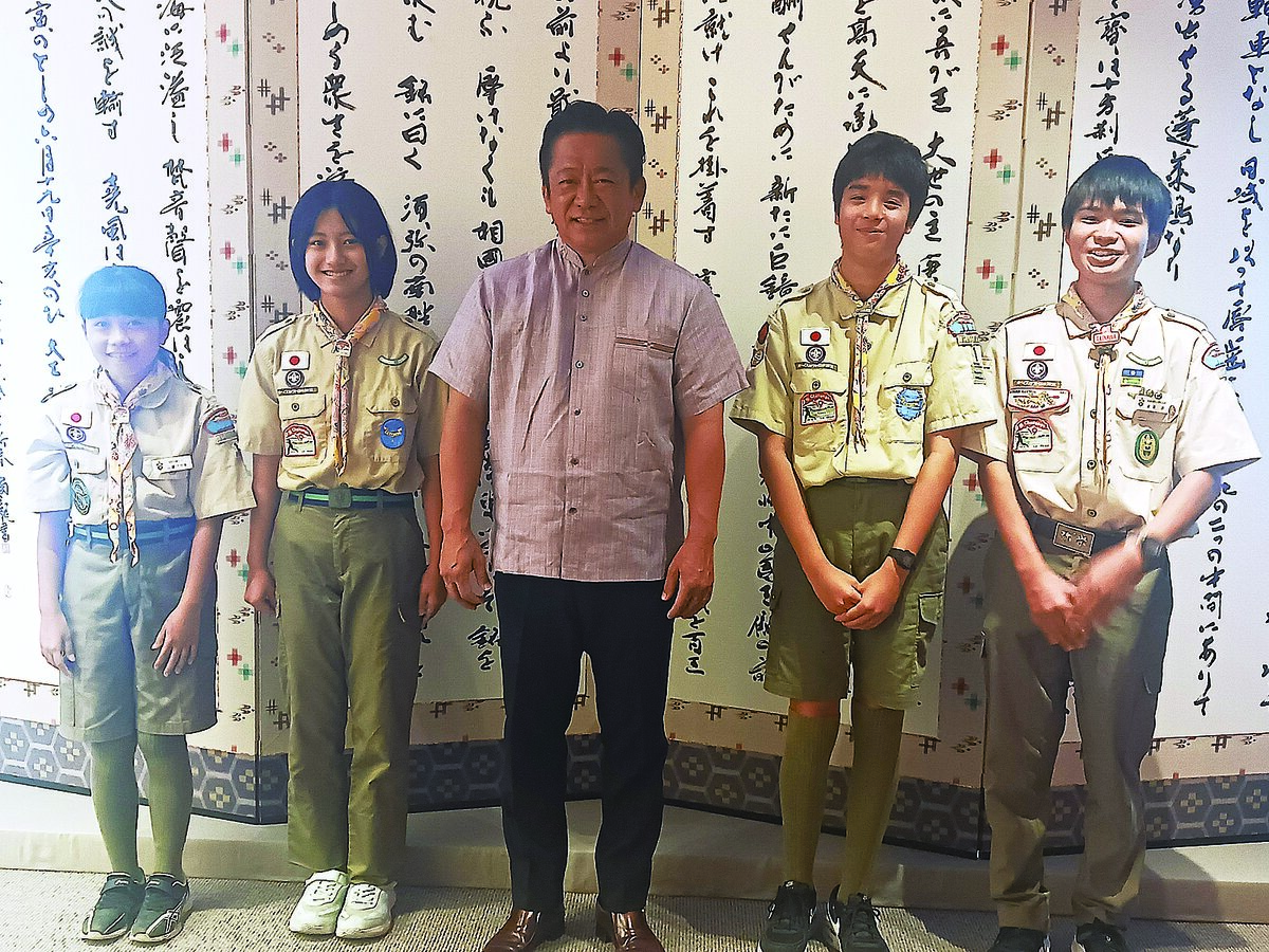 最大級大会参加へ意気込む　スカウト4人が市長訪問