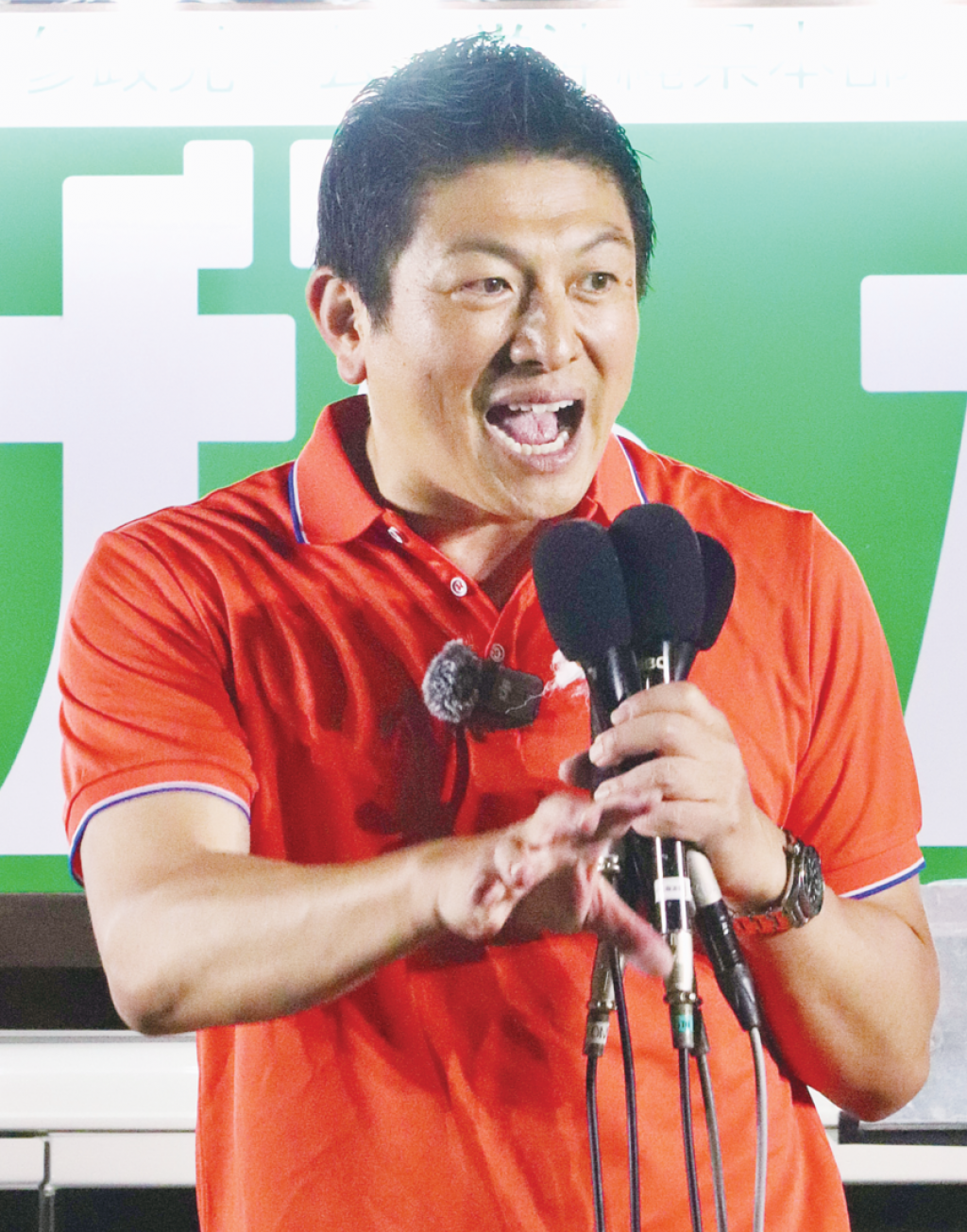 神谷氏「若いリーダーに新しい政治を」　古謝氏支持を訴え、合同演説　参政党