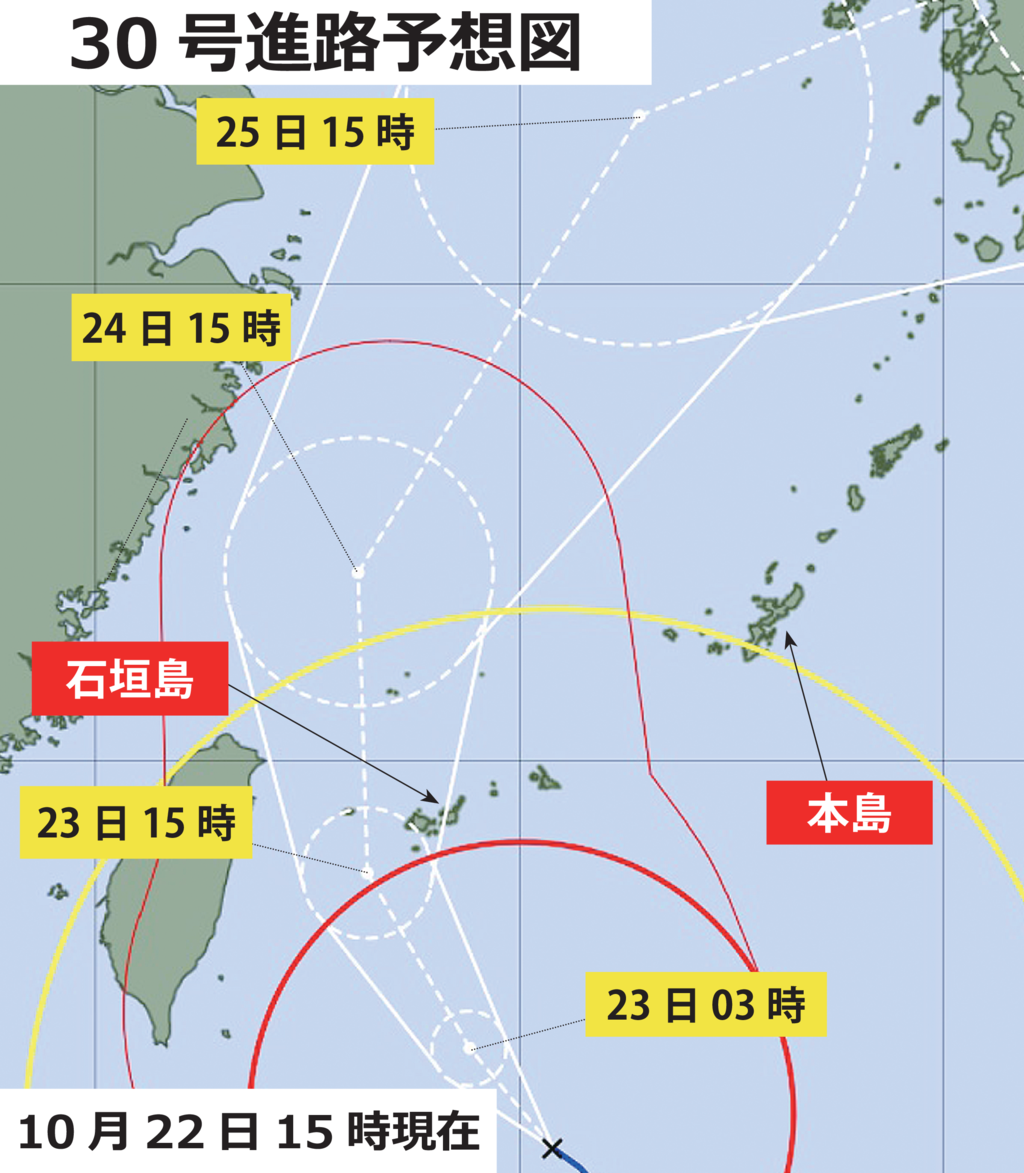 きょう夕方最接近　石垣島、大雨などに警戒　台風30号